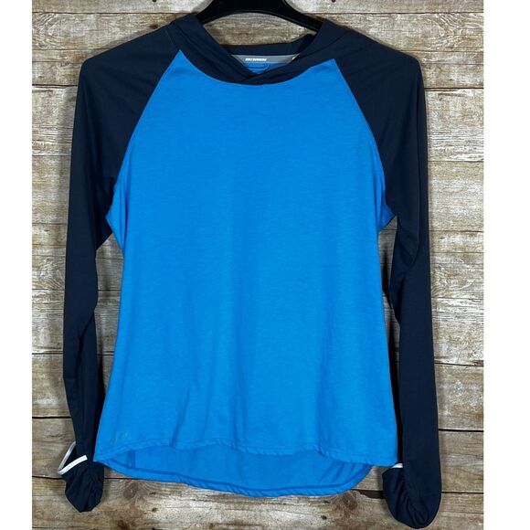 NIKE RUNNING LONG SLEEVE HOODED ATHLETIC GYM ATHLEISURE SHIRT FITTED SIZE LRG - Picture 1 of 3